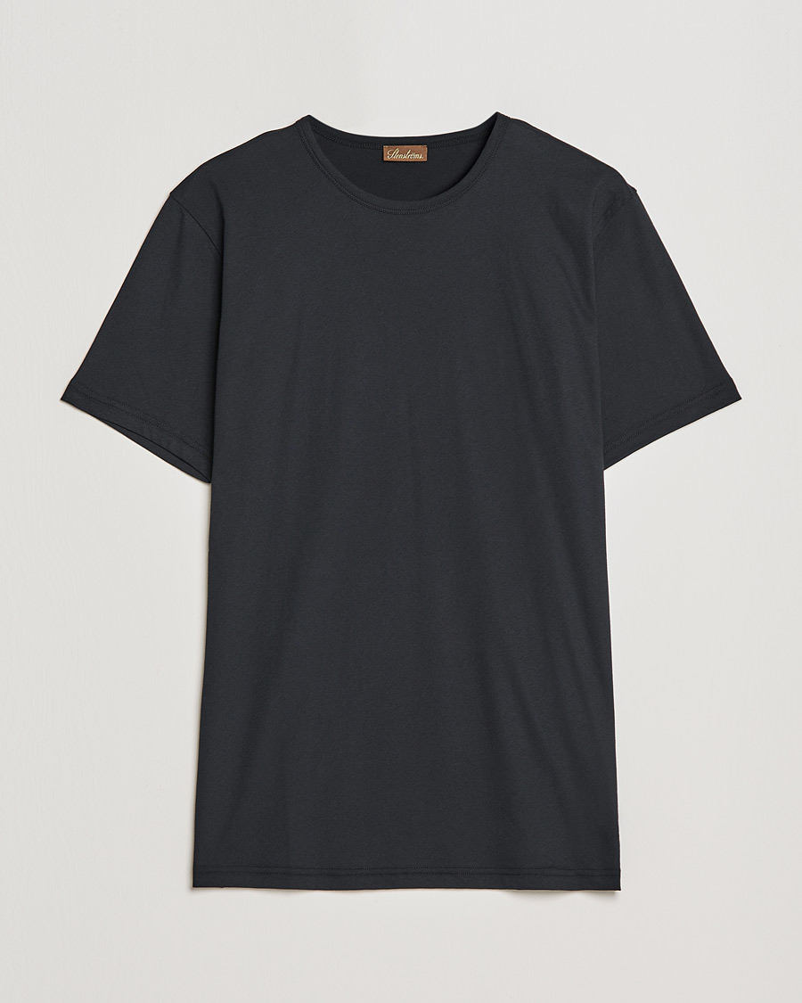 Homme | T-shirts | Stenströms | Solid Cotton T-Shirt Black