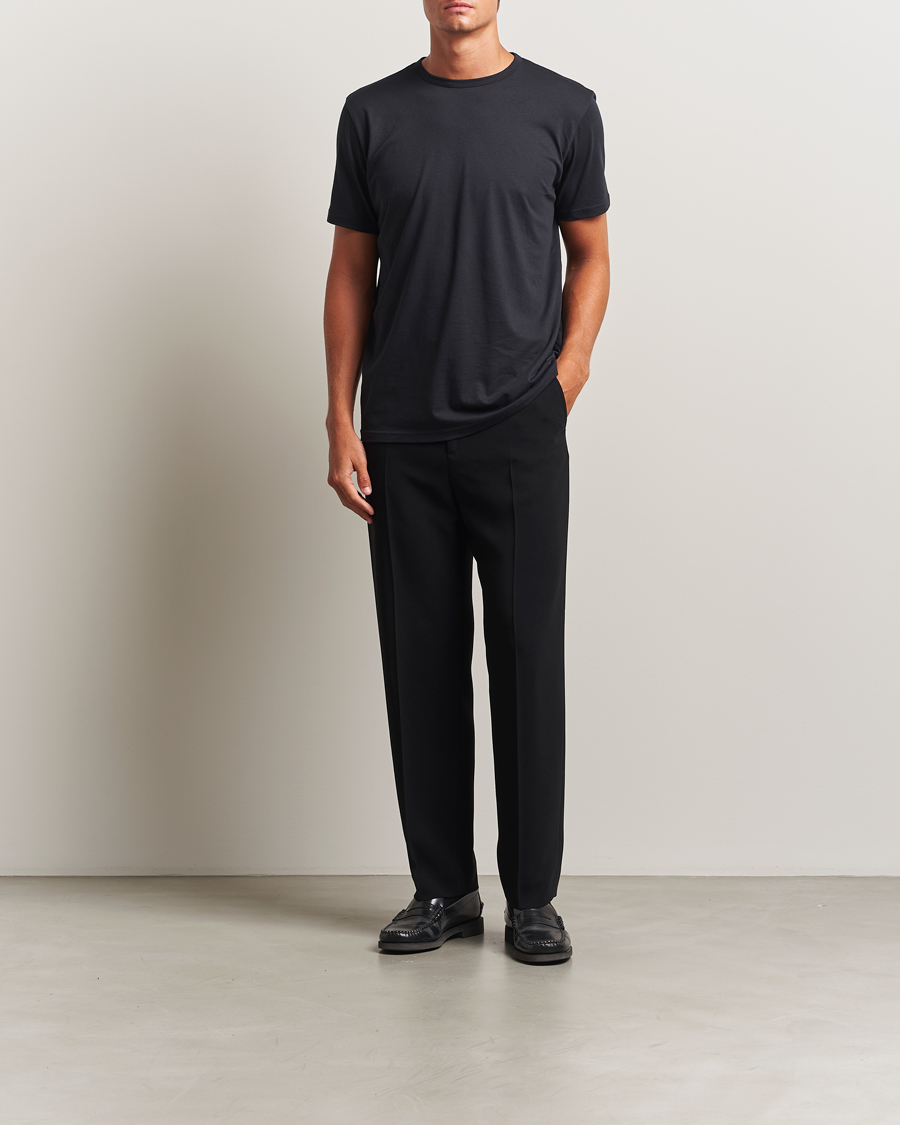 Homme | T-shirts | Stenströms | Solid Cotton T-Shirt Black