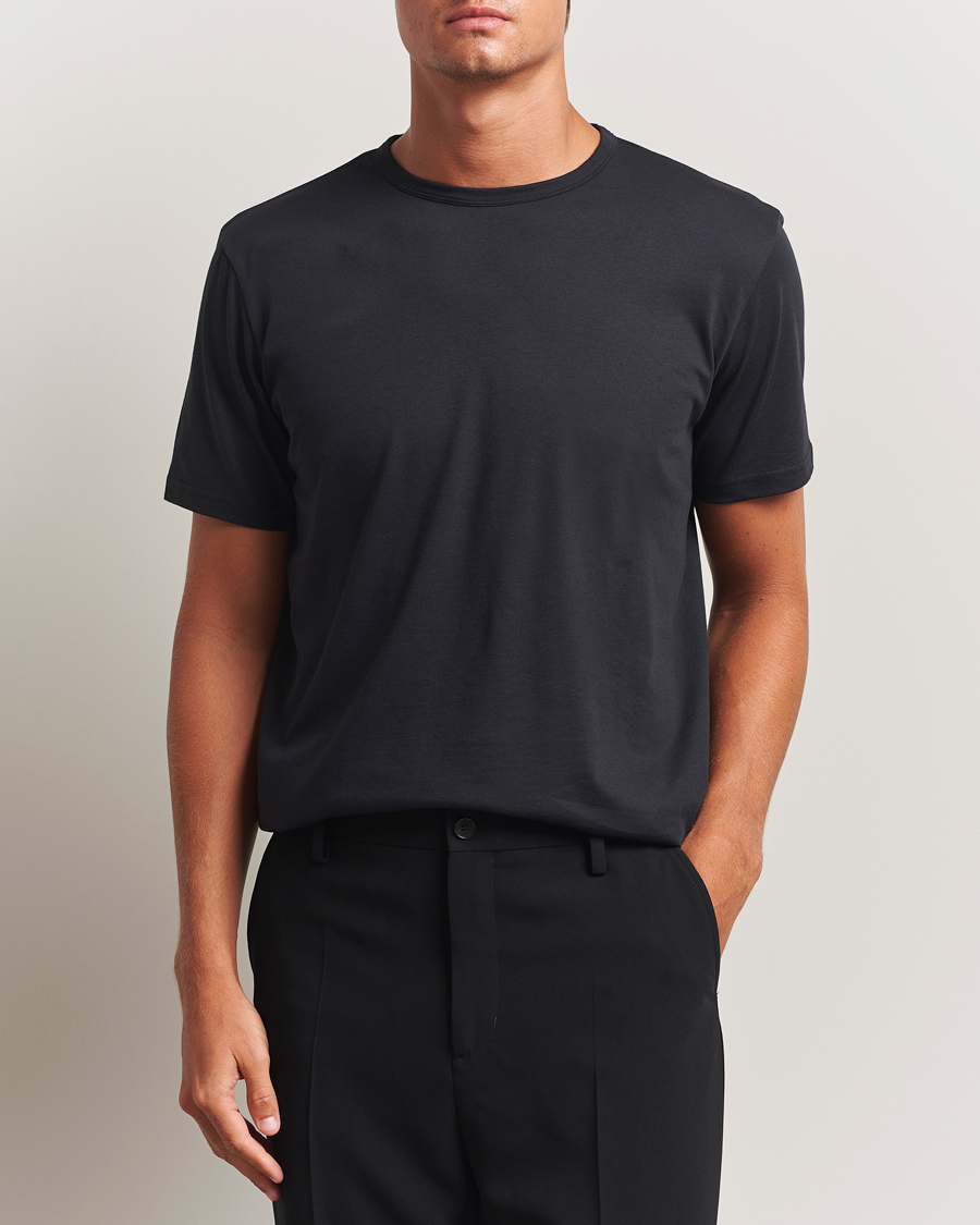 Homme | T-shirts | Stenströms | Solid Cotton T-Shirt Black