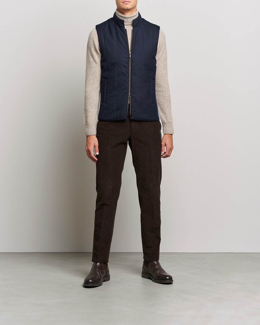 Homme | Manteaux Et Vestes | Stenströms | Hybrid Flannel Vest Navy