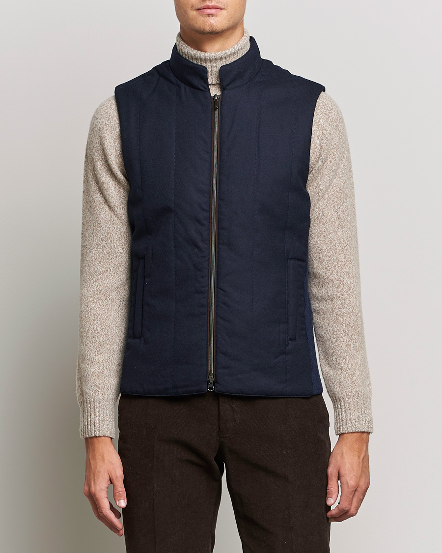 Homme | Manteaux Et Vestes | Stenströms | Hybrid Flannel Vest Navy