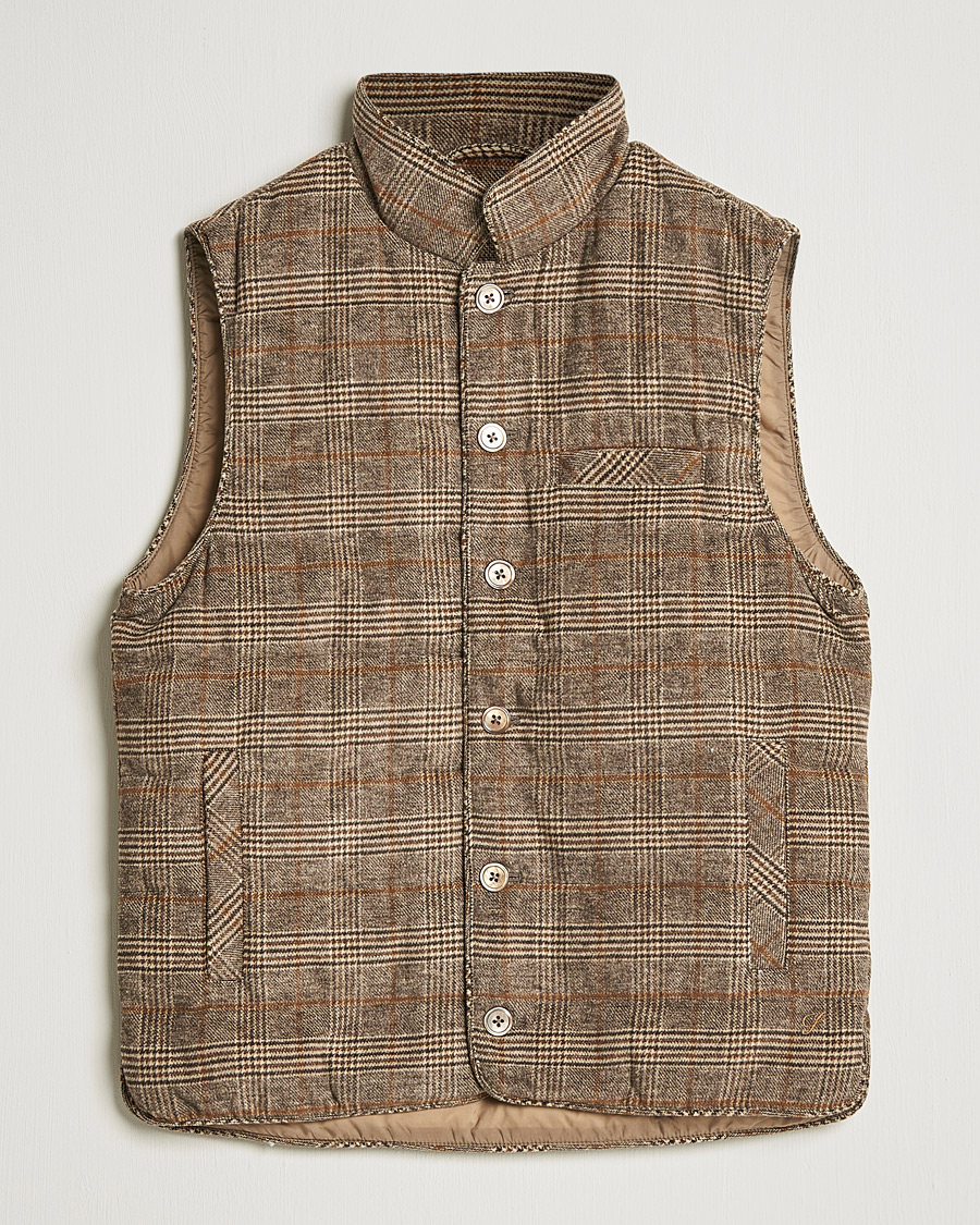 Heren | Jassen | Stenströms | Glencheck Padded Wool Vest Brown