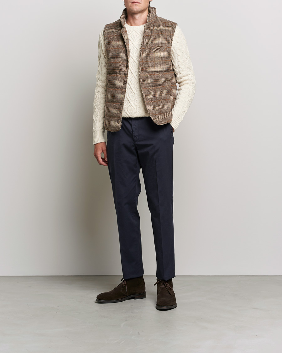 Heren | Jassen | Stenströms | Glencheck Padded Wool Vest Brown