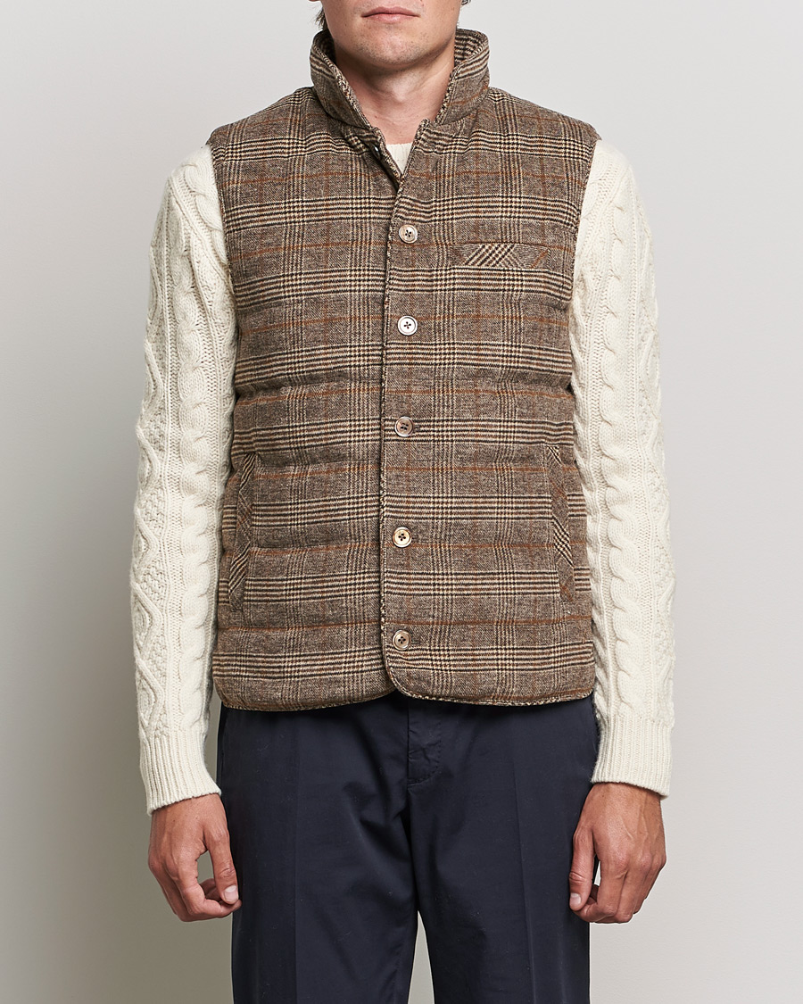Heren | Jassen | Stenströms | Glencheck Padded Wool Vest Brown