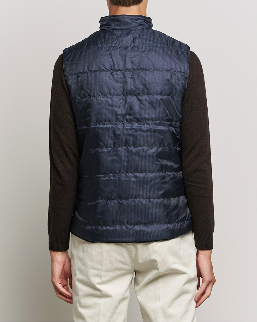 Homme | Manteaux Et Vestes | Stenströms | Houndstooth Padded Nylon Vest Navy
