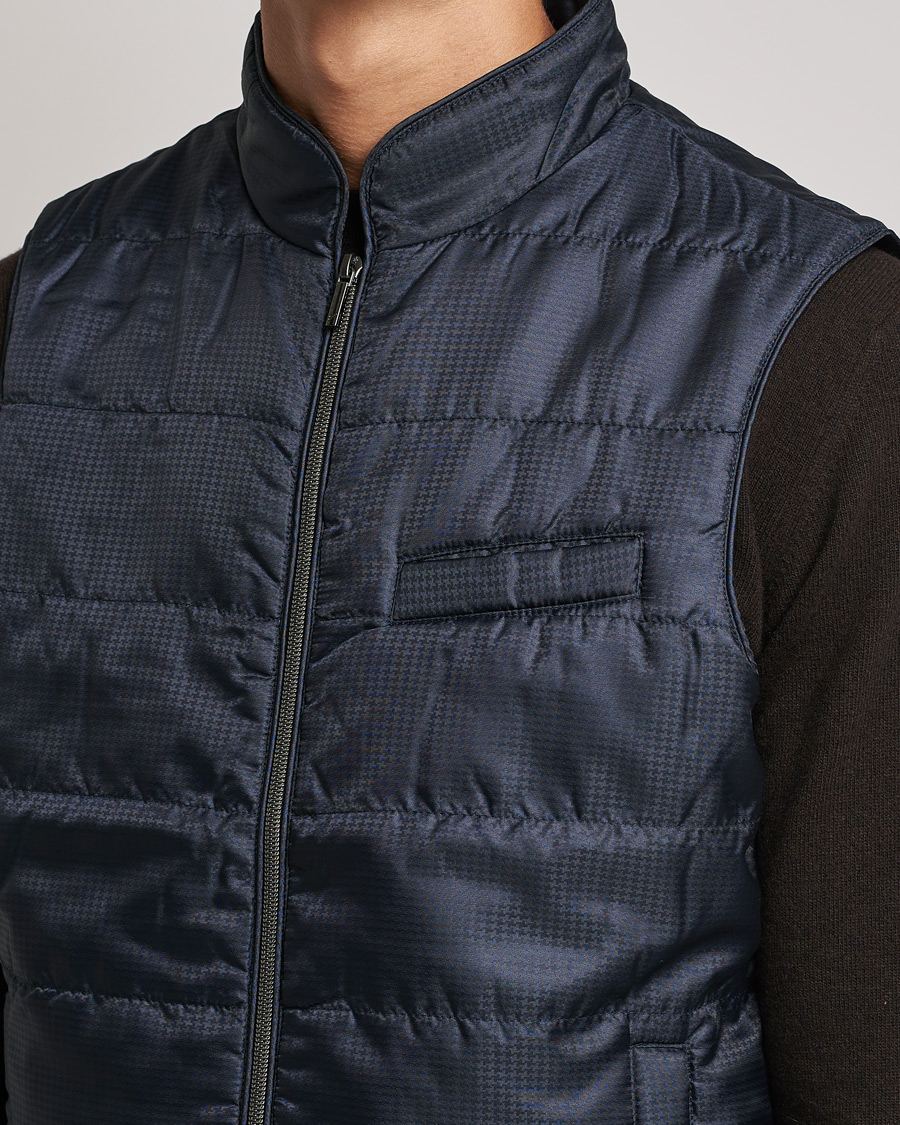Homme | Manteaux Et Vestes | Stenströms | Houndstooth Padded Nylon Vest Navy