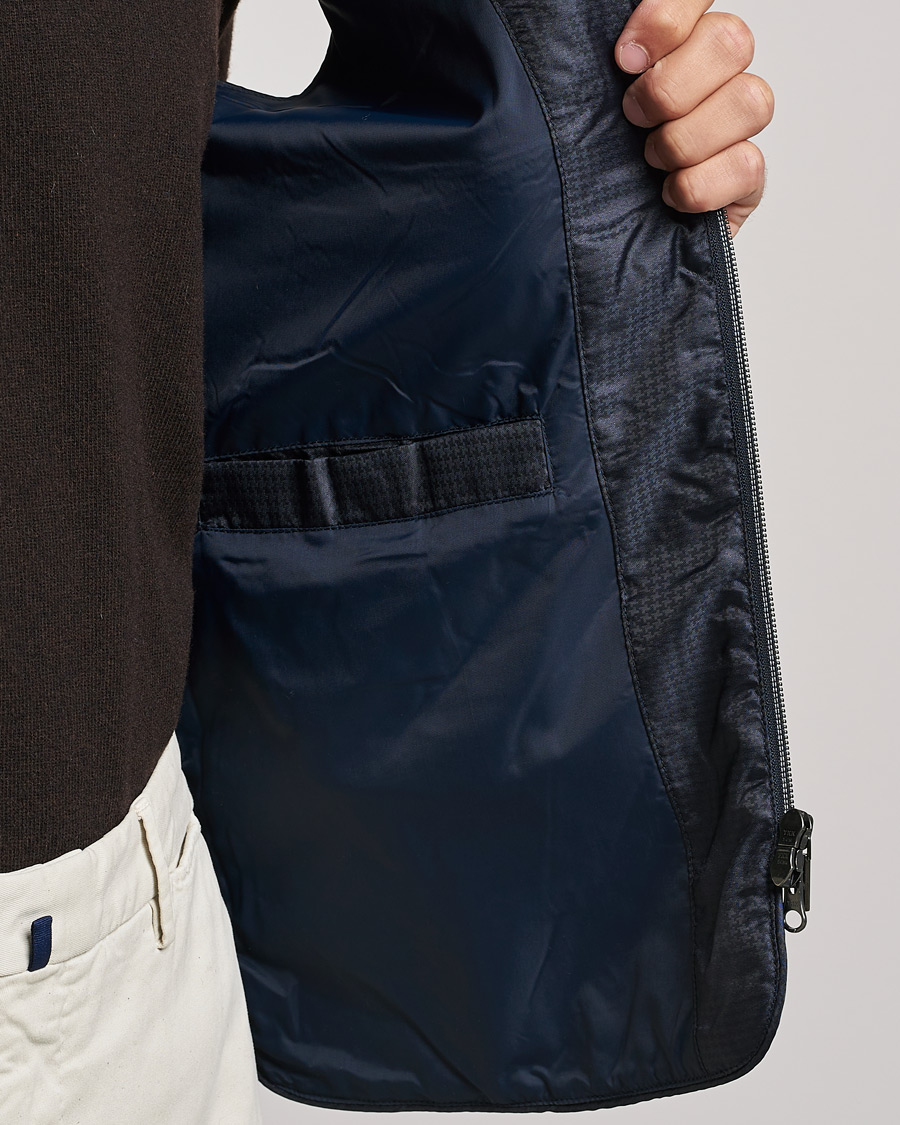 Homme | Manteaux Et Vestes | Stenströms | Houndstooth Padded Nylon Vest Navy