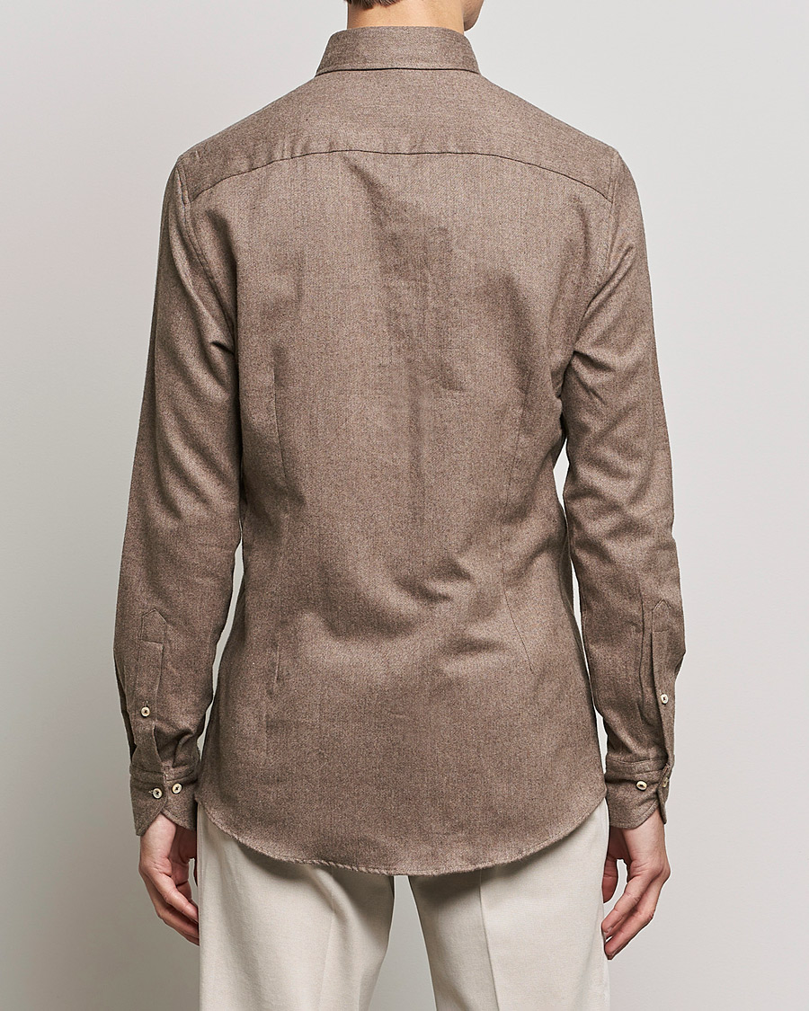 Heren | Overhemden | Stenströms | Slimline Flannel Shirt Brown