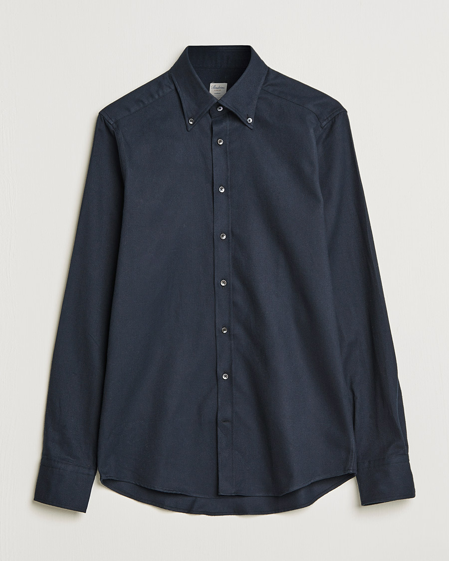 Heren | Overhemden | Stenströms | Slimline Flannel Shirt Black