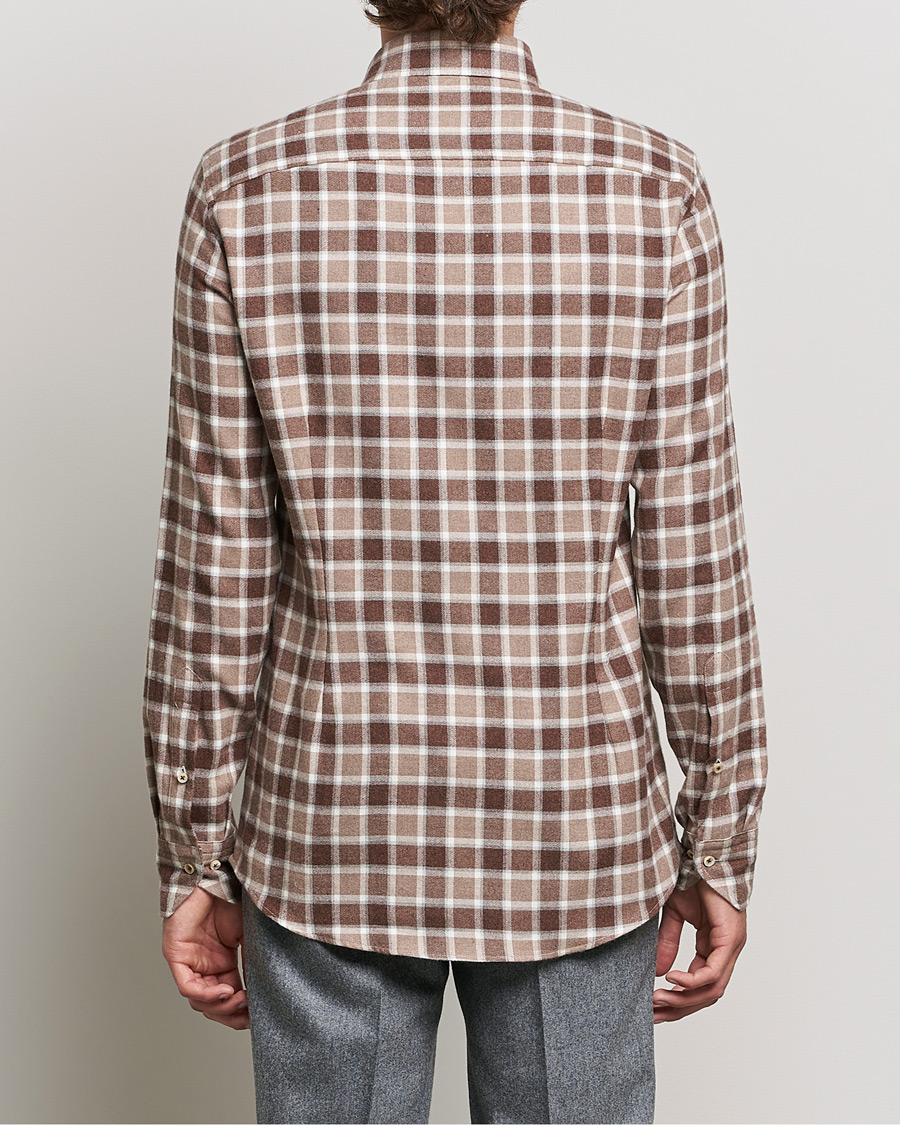 Homme | Chemises | Stenströms | Slimline Checked Flannel Shirt Brown