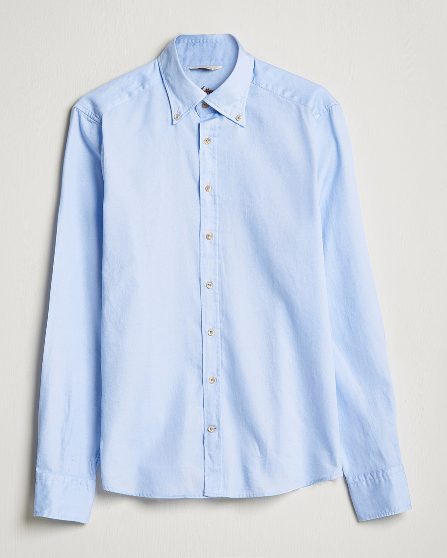 Heren | Overhemden | Stenströms | Slimline Button Down Printed Oxford Shirt Light Blue