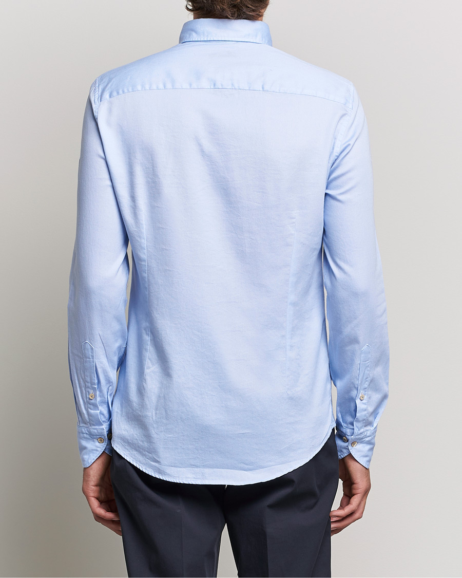 Heren | Overhemden | Stenströms | Slimline Button Down Printed Oxford Shirt Light Blue