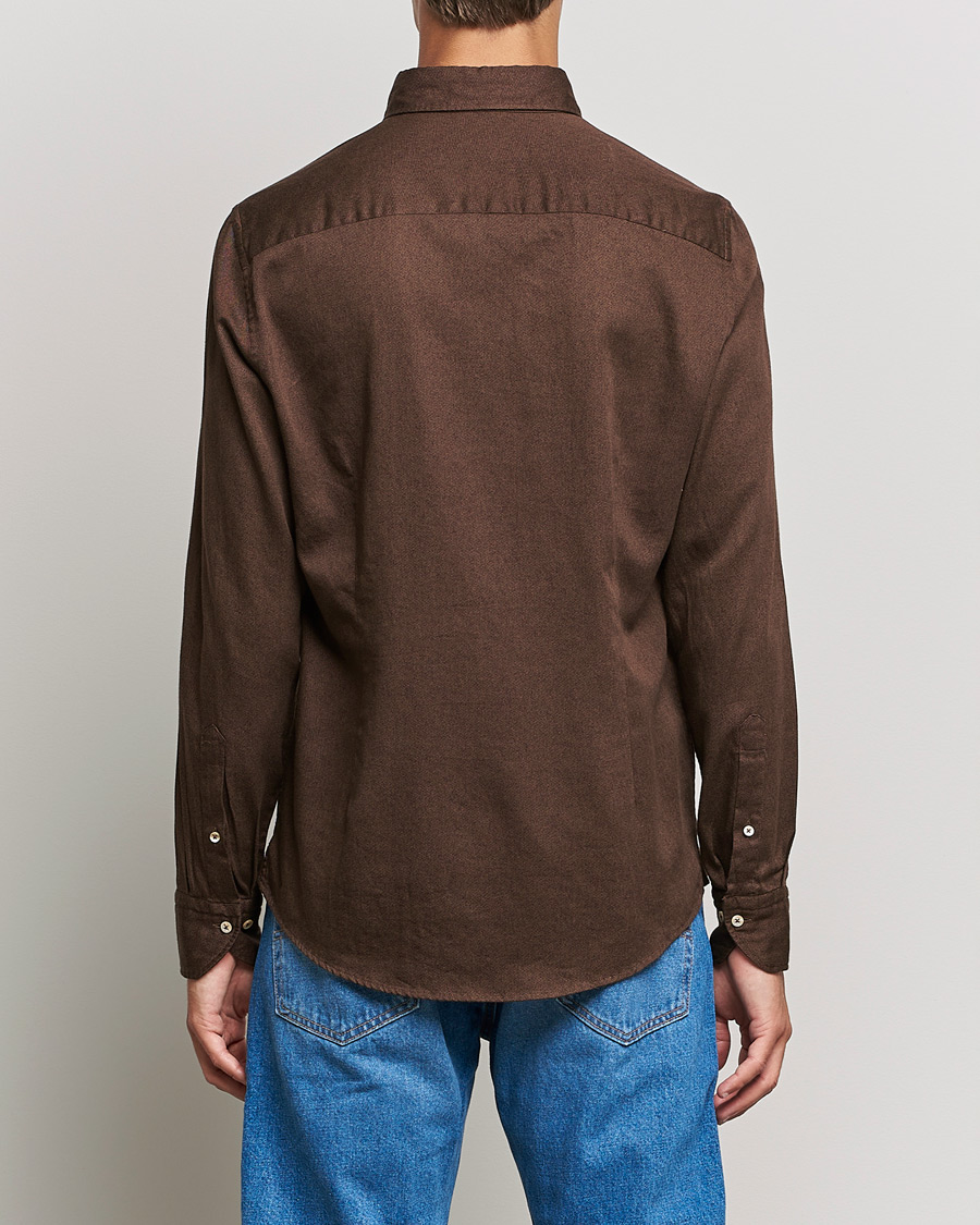 Homme | Chemises | Stenströms | Slimline Button Down Printed Oxford Shirt Brown