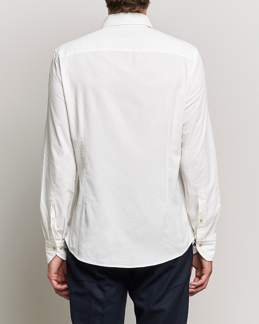 Heren | Overhemden | Stenströms | Slimline Washed Cut Away Corduroy Shirt White
