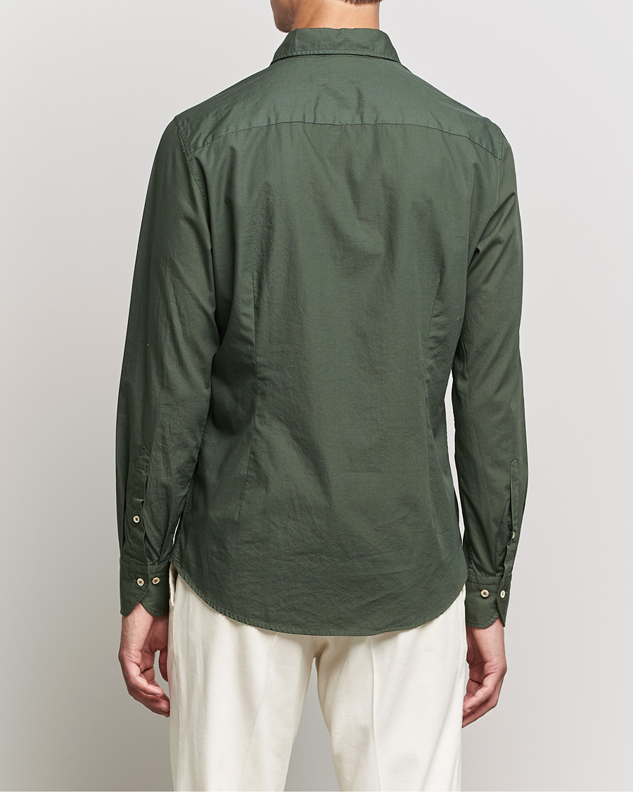 Homme | Chemises | Stenströms | Slimline Washed Cut Away Poplin Shirt Green