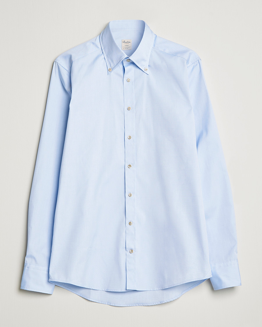 Heren | Overhemden | Stenströms | Slimline Button Down Pinpoint Oxford Shirt Light Blue