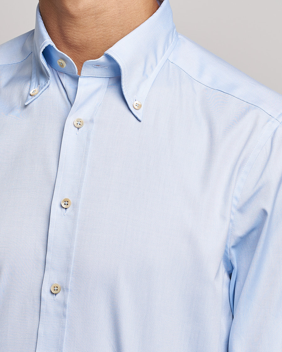 Heren | Overhemden | Stenströms | Slimline Button Down Pinpoint Oxford Shirt Light Blue