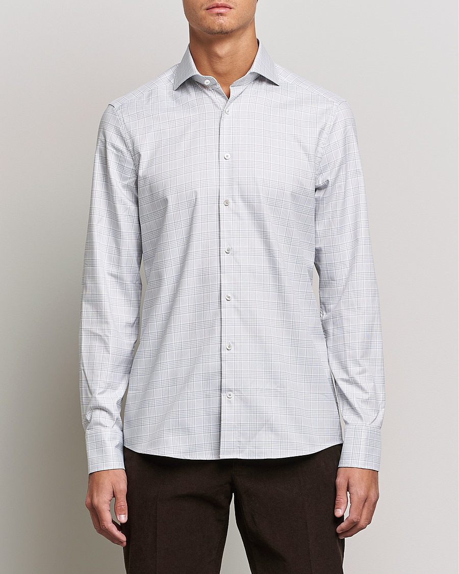 Homme | Chemises | Stenströms | Slimline Cut Away Checked Shirt Green