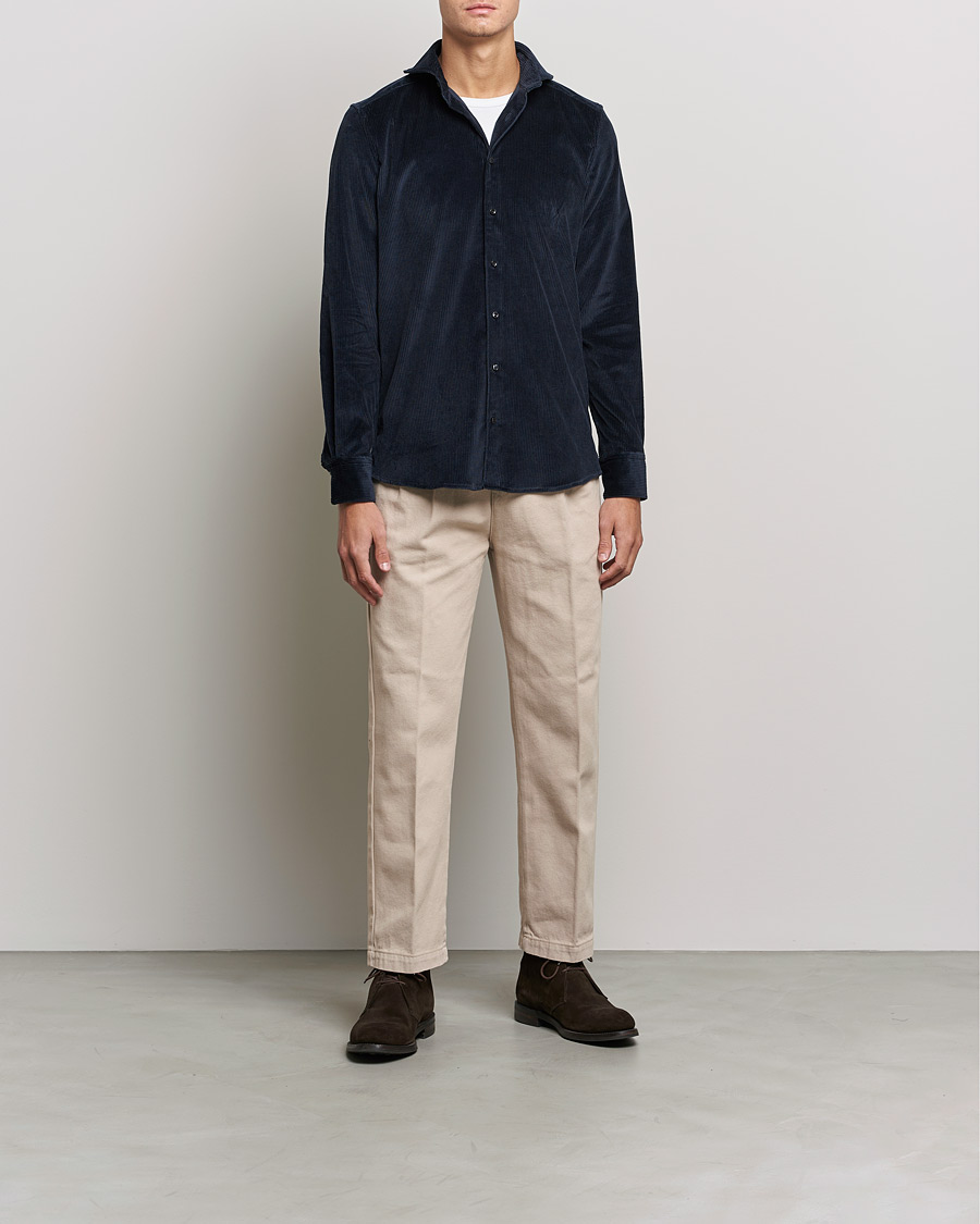 Homme | Chemises | Stenströms | 1899 Slimline Sea Island Corduroy Shirt Navy