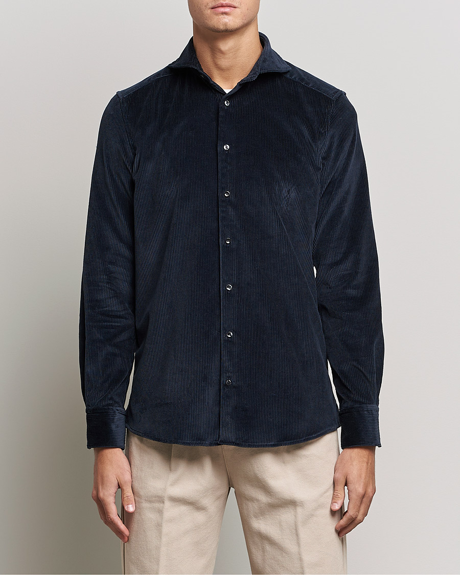Homme | Chemises | Stenströms | 1899 Slimline Sea Island Corduroy Shirt Navy