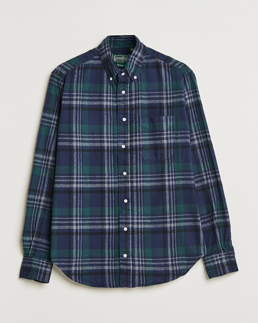 Homme | Chemises | Gitman Vintage | Button Down Shaggy Flannel Shirt Blackwatch Check