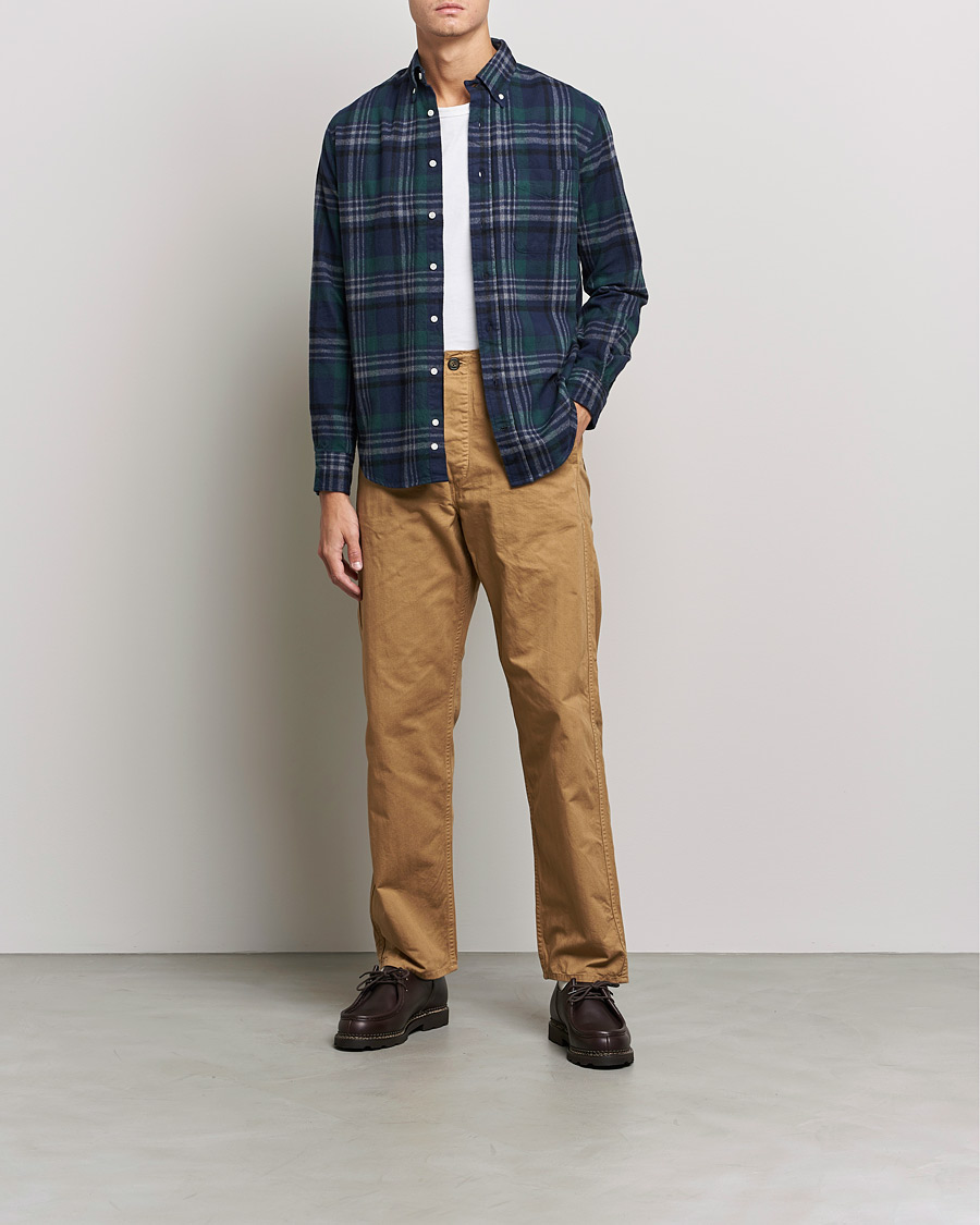Homme | Chemises | Gitman Vintage | Button Down Shaggy Flannel Shirt Blackwatch Check