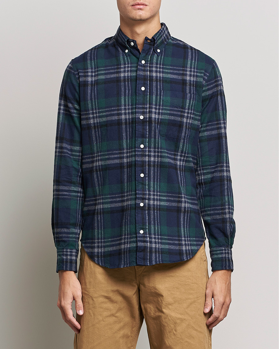 Homme | Chemises | Gitman Vintage | Button Down Shaggy Flannel Shirt Blackwatch Check