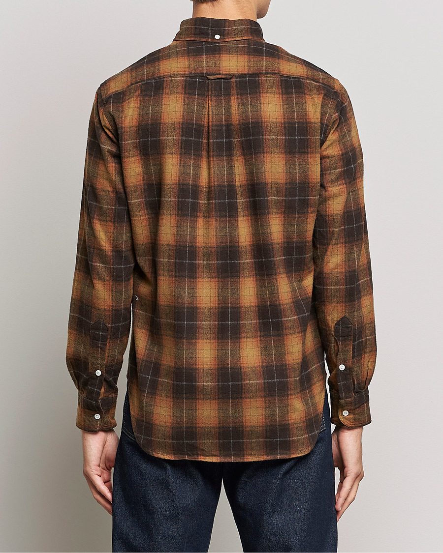 Heren | Overhemden | Gitman Vintage | Button Down Shaggy Flannel Shirt Brown Check