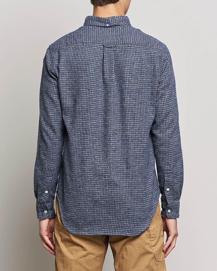 Homme | Chemises | Gitman Vintage | Button Down Houndstooth Flannel Shirt Dark Blue