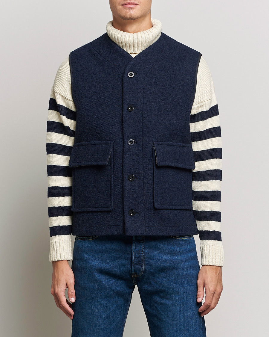 Homme | Manteaux Et Vestes | Gloverall | Roger Double Face Gilet Navy/Brown