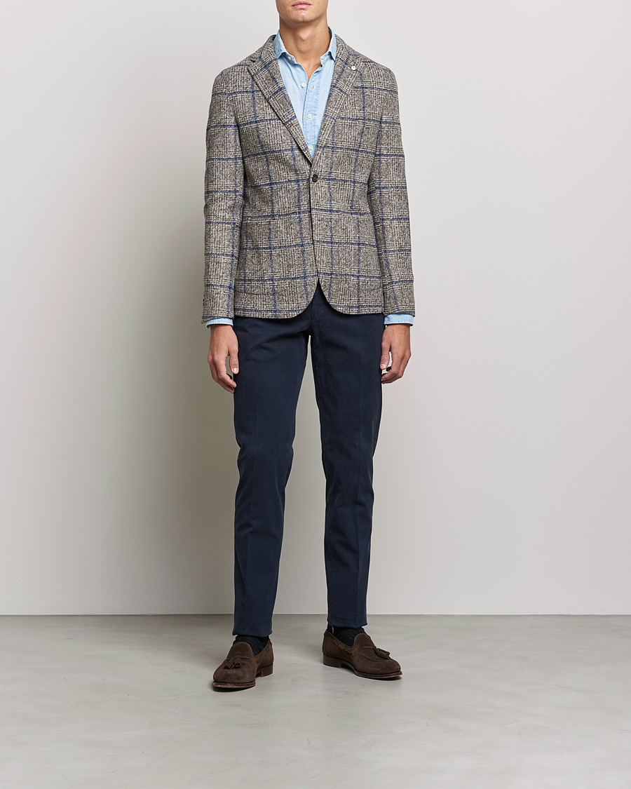 Heren | Blazers | L.B.M. 1911 | Jack Checked Wool Blazer Grey/Blue