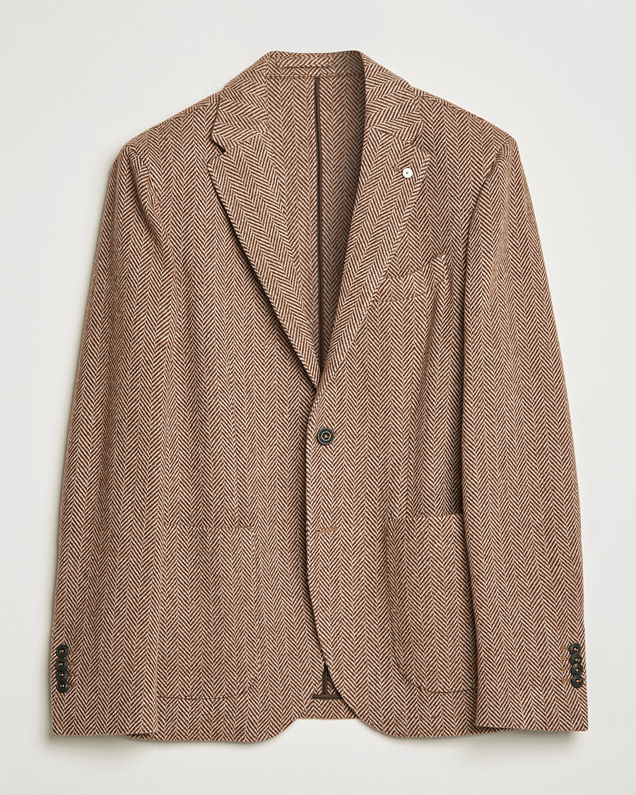 Homme | Blazers | L.B.M. 1911 | Jack Herringbone Wool Blazer Brown
