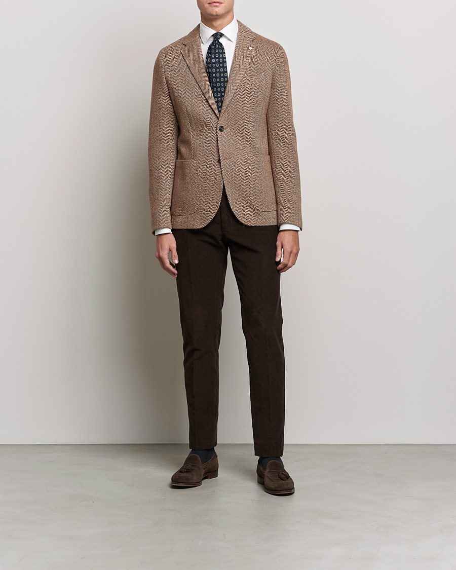 Homme | Blazers | L.B.M. 1911 | Jack Herringbone Wool Blazer Brown