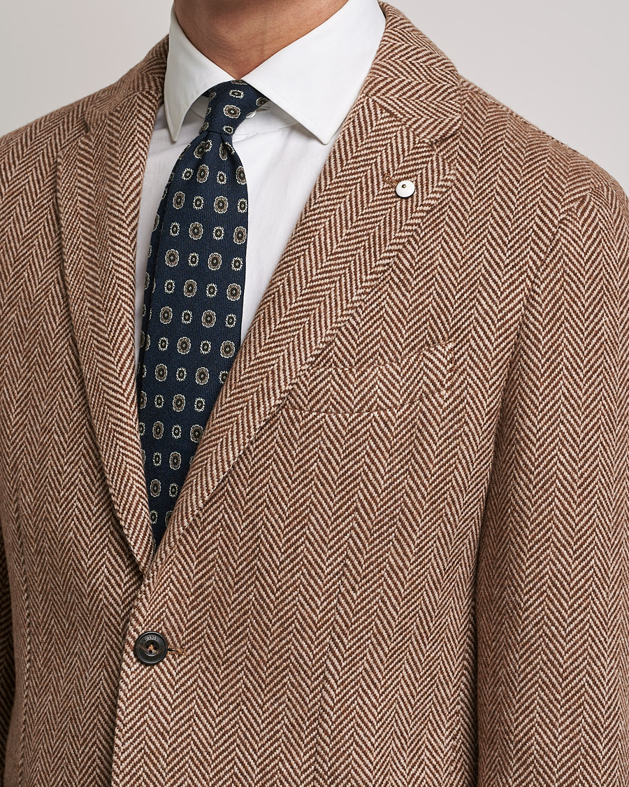 Homme | Blazers | L.B.M. 1911 | Jack Herringbone Wool Blazer Brown