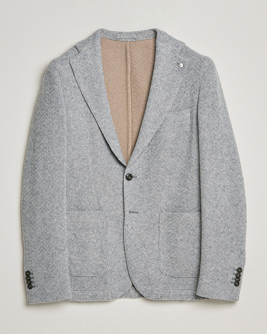 Homme | Blazers | L.B.M. 1911 | Punto Knitted Wool Structure Blazer Grey