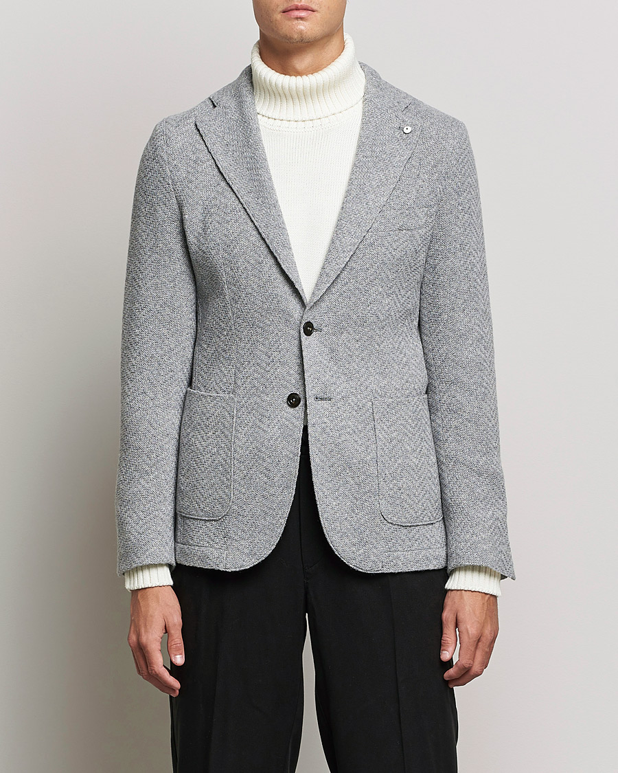 Homme | Blazers | L.B.M. 1911 | Punto Knitted Wool Structure Blazer Grey