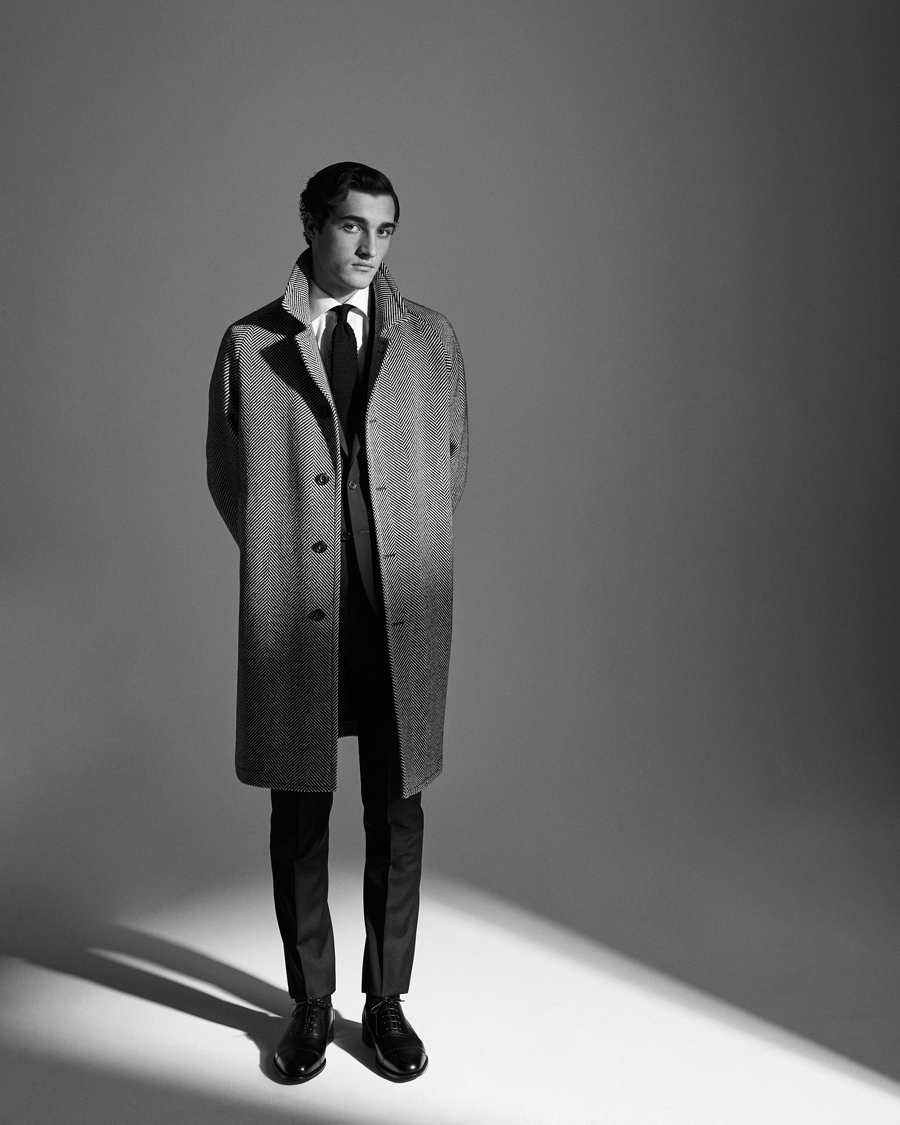 Homme | Manteaux Et Vestes | L.B.M. 1911 | Herringbone Raglan Wool Coat Black/White