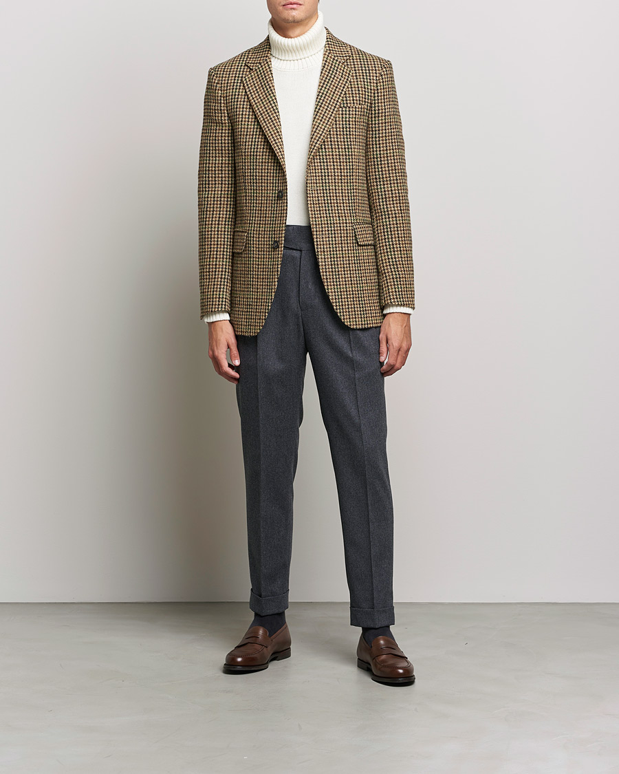 Homme | Blazers | Oscar Jacobson | Freeman Moon Houndstooth Tweed Blazer Beige