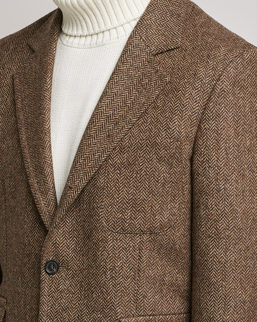 Heren | Blazers | Oscar Jacobson | Fares Moon Herringbone Tweed Blazer Brown