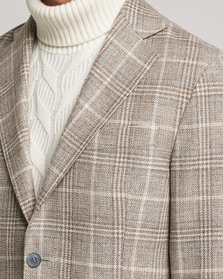 Homme | Blazers | Oscar Jacobson | Ferry Soft Checked Wool Blazer Beige