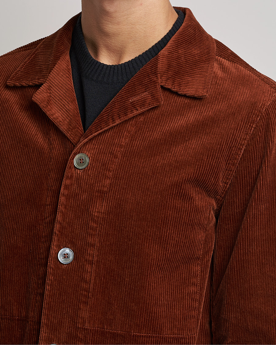 Heren | Overhemden | Oscar Jacobson | Hampus Corduroy Shirt Jacket Orange