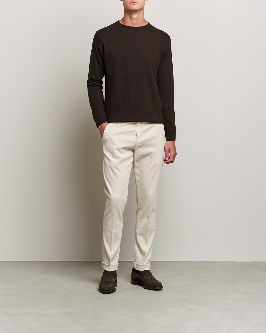 Homme | Pulls Et Tricots | Oscar Jacobson | Valter Wool/Cashmere Round Neck Brown