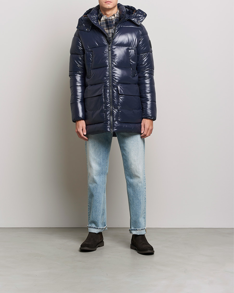 Heren | Jassen | Save The Duck | Christian Long Padded Puffer Jacket Blue Black