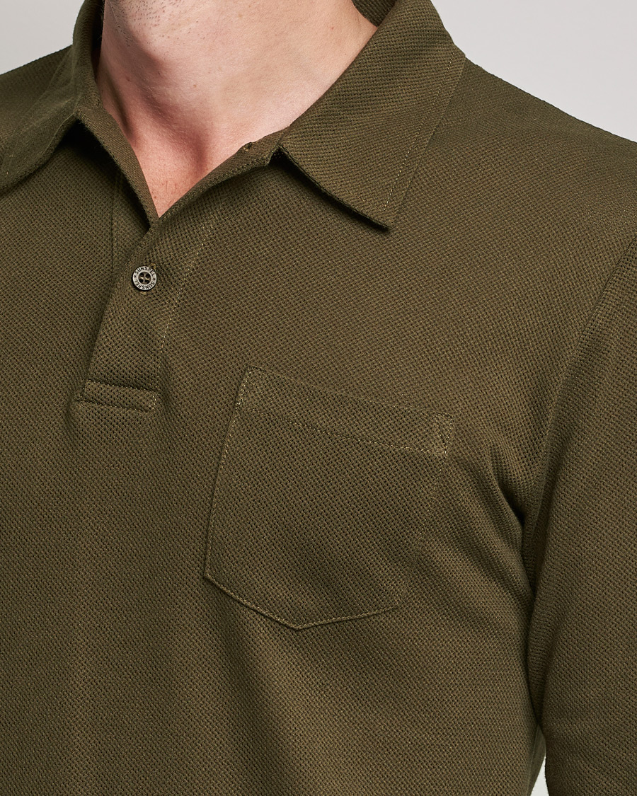 Homme | Pulls Et Tricots | Sunspel | Riviera Long Sleve Polo Dark Moss