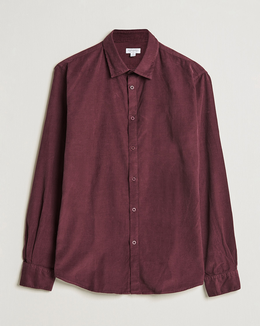 Heren | Overhemden | Sunspel | Cotton Baby Cord Shirt Port