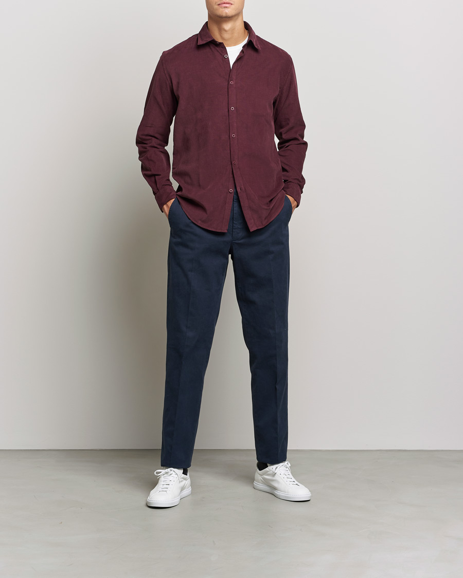 Heren | Overhemden | Sunspel | Cotton Baby Cord Shirt Port