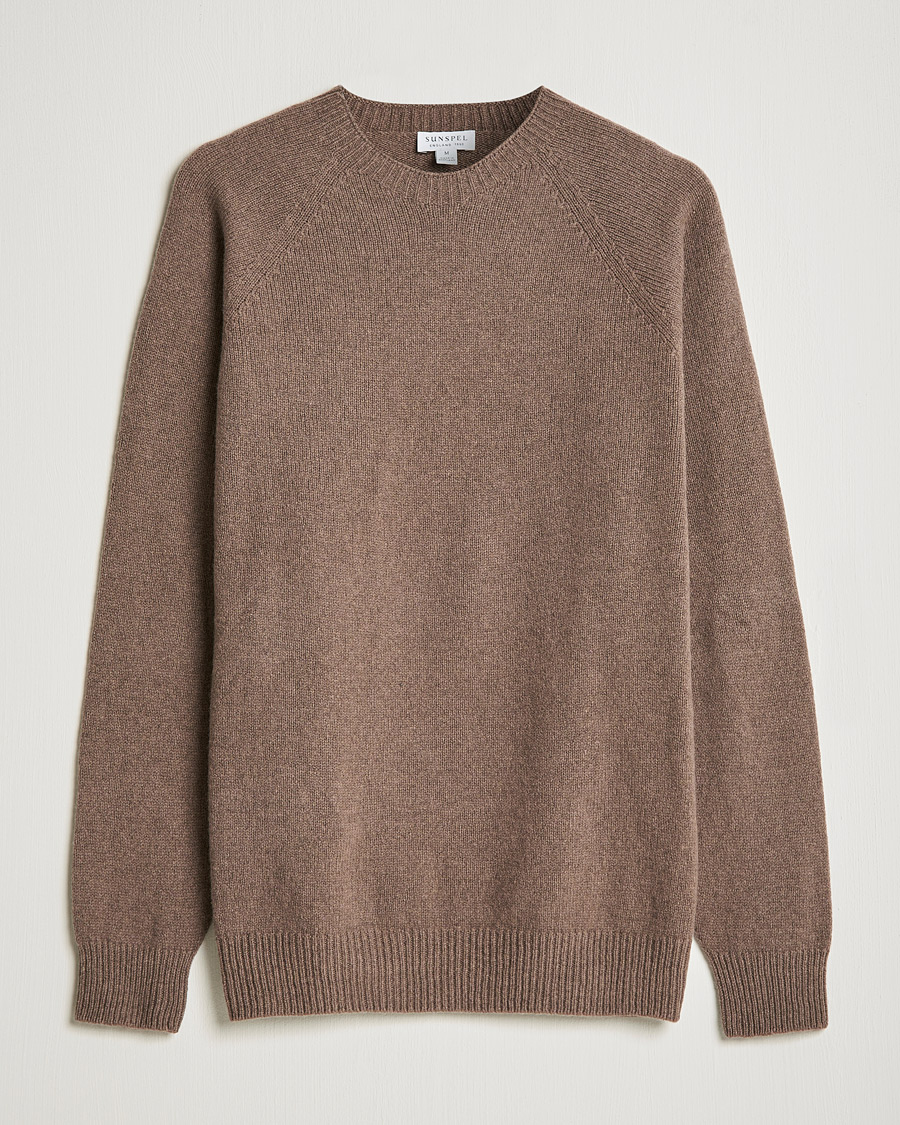 Homme | Pulls Et Tricots | Sunspel | Lambswool Crew Neck Sweater Umber Brown