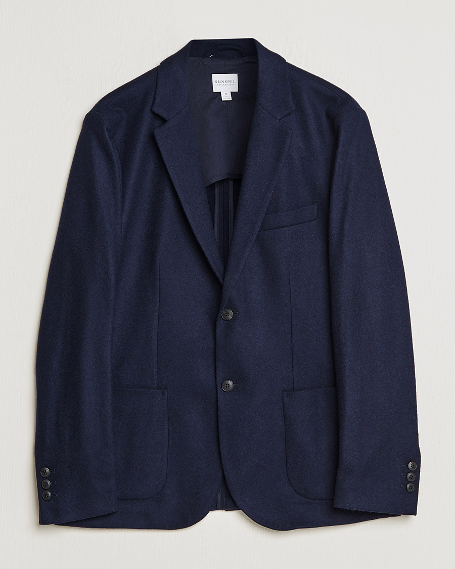 Heren | Blazers | Sunspel | Boiled Wool Jersey Blazer Navy