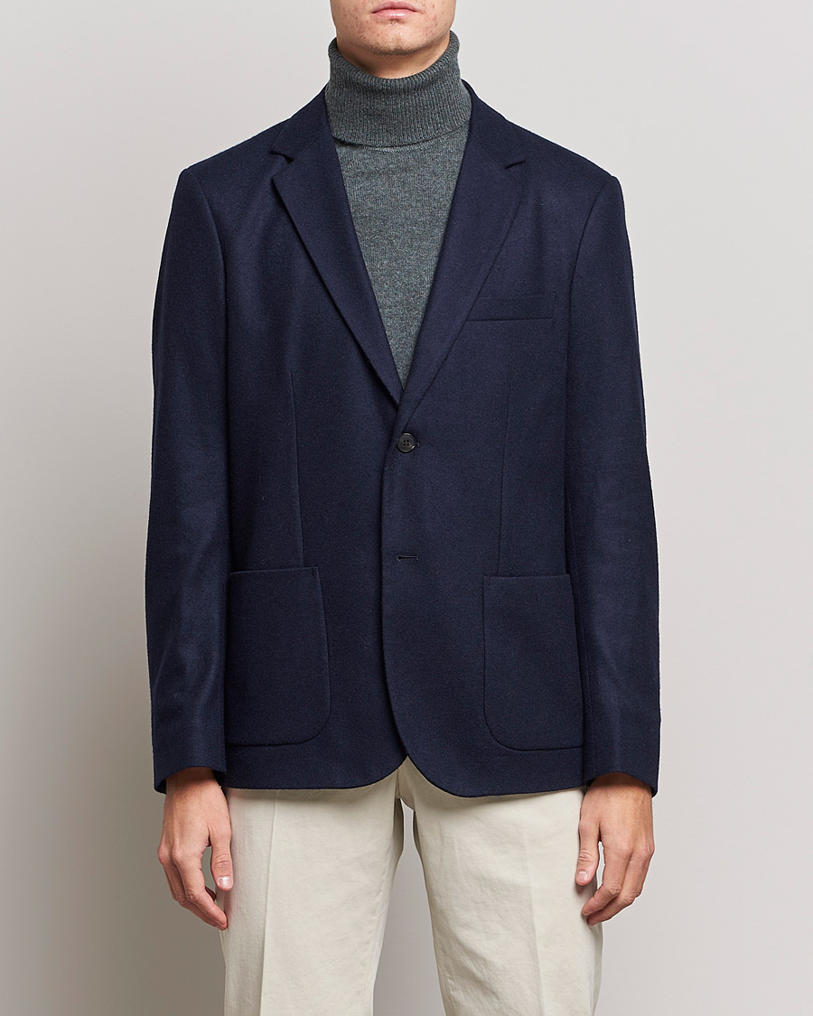 Heren | Blazers | Sunspel | Boiled Wool Jersey Blazer Navy