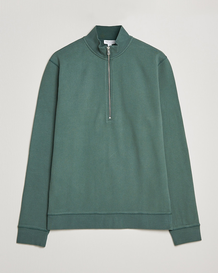 Homme | Pulls Et Tricots | Sunspel | Loopback Half Zip Sweatshirt Racing Green